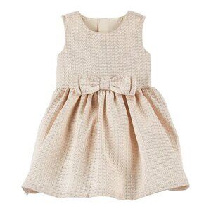 Carter's Baby Girl 6M Elegant Cream & Gold Jacquard Bow Dress Tulle Fancy Party
